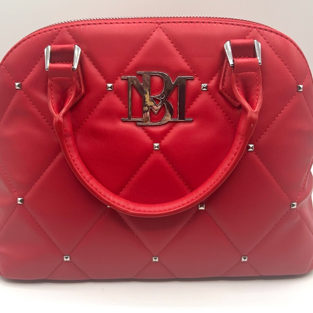 Badgley Mischka Red Quilted Satchel